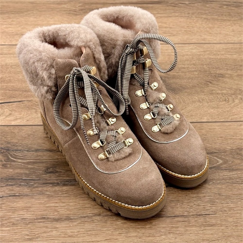 Cole Haan Zerogrand Explore Women's Size 6 Suede Shearling Hiker Boots Lace Up